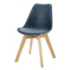 Marineblauer skandinavischer Stuhl mit massiver Eiche